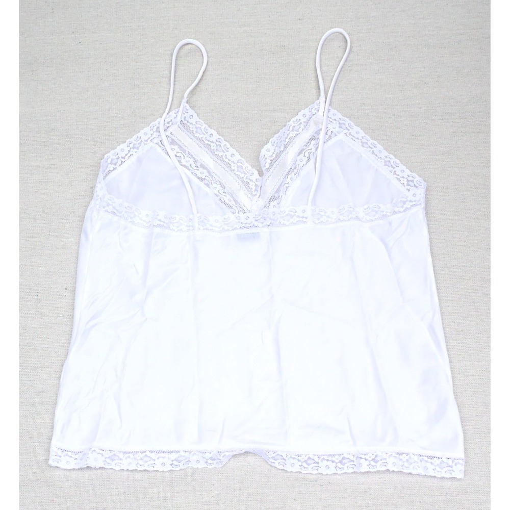 Christian Dior Womens White Camisole Floral Lace Trim V Neck Satin Cord Straps - Picture 8 of 8